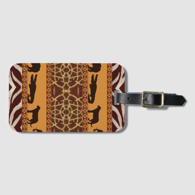 Etiqueta De Bagagem Impressão Animal Padrão de Girafa Africana Tribal  (Frente Horizontal)