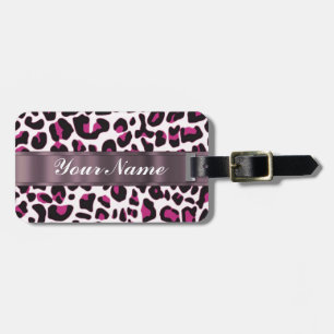 Etiqueta De Bagagem Impressão cor-de-rosa do leopardo