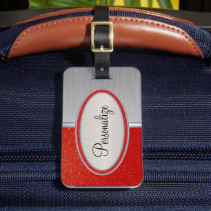 Etiqueta De Bagagem Impressão de aço vermelho profundo e aço do pincel