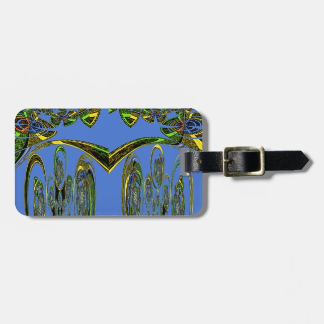 Etiqueta De Bagagem Impressão de Arte Iridescente com Design Abstrato  (Frente Horizontal)