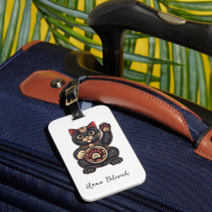 Etiqueta De Bagagem impressão de gato Maneki Neko desenhado para japon