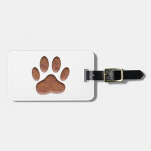 Etiqueta De Bagagem Impressão de Pata de Cão de Textura de Couro