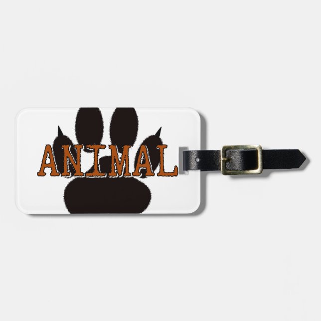 Etiqueta De Bagagem Impressão de Paw Animal Preto (Frente Horizontal)