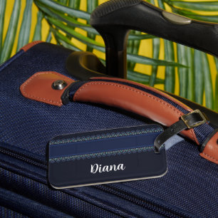 Etiqueta De Bagagem Impressão de rendas decorativas em azul