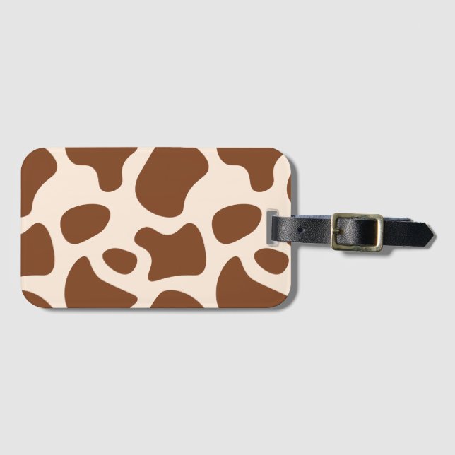 Etiqueta De Bagagem Impressão de vaca rosa e castanha (Frente Horizontal)