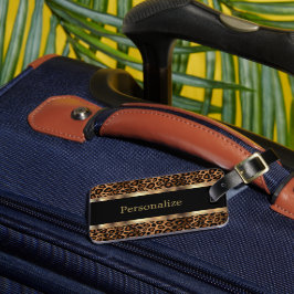 Etiqueta De Bagagem Impressão Elegante de Animais Leopardo | DIY Texto