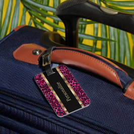 Etiqueta De Bagagem Impressão Elegante Pink Leopard Animal | DIY Texto