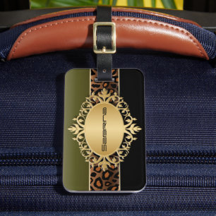 Etiqueta De Bagagem Impressão em animais verde-oliva, preto e leopard