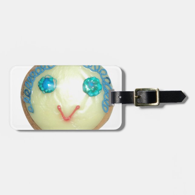 Etiqueta De Bagagem Impressão/Gráfico de Cabelo Azul Emoji Art (Frente Horizontal)