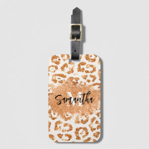Etiqueta De Bagagem Impressão Leopard da Glitter do ouro