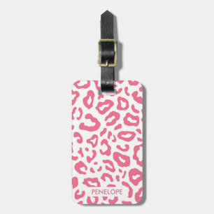 Etiqueta De Bagagem Impressão Leopardo Rosa