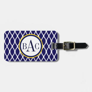 Etiqueta De Bagagem Impressão Monogrammed de Barcelona dos azuis