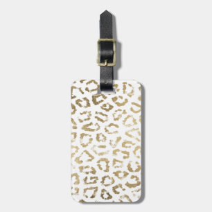 Etiqueta De Bagagem Impressão sobre o leopardo branco moderno e elega