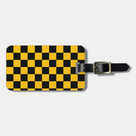 Etiqueta De Bagagem Impressão Xadrez Amarelo e Preto