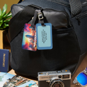 Etiqueta De Bagagem Indianapolis Skyline Abstrato Art