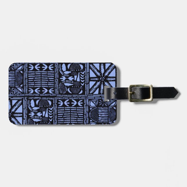 Etiqueta De Bagagem Indigo Batik Quilt - Blue (Frente Horizontal)