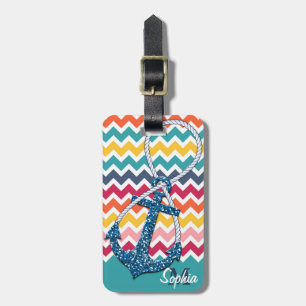 Etiqueta De Bagagem Infinidade náutica da âncora náutica de falso bril