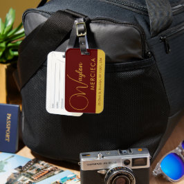 Etiqueta De Bagagem Informação Personalizada Viagem Luxo Bege-Marrom