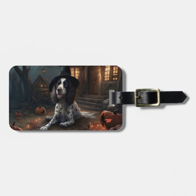 Etiqueta De Bagagem Inglês Springer Spaniel Pumpkins Halloween Scary (Frente Horizontal)