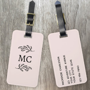Etiqueta De Bagagem Iniciais de Monograma Personalizadas Botânico Blus