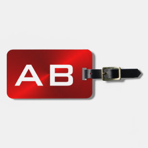 Etiqueta De Bagagem Iniciais metálicas escovadas vermelho do monogram