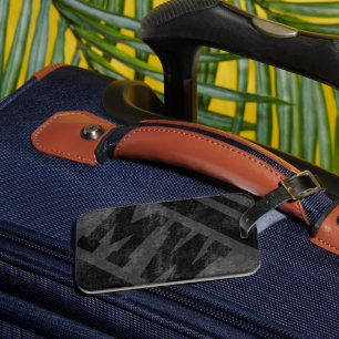 Etiqueta De Bagagem Iniciais monogramas de viajantes a preto moderno