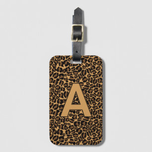 Etiqueta De Bagagem Iniciais personalizadas estampa de animal leopardo