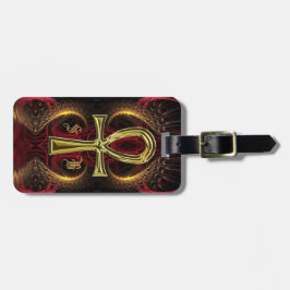 Etiqueta De Bagagem Iniciais Personalizados da Deusa Dourada Ankh