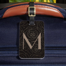 Inicial de Monograma Rosa Floral Escura Gradiente 