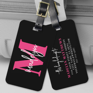 Etiqueta De Bagagem Inicial do Nome Monograma de Viagem Personalizada 