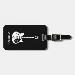 Etiqueta De Bagagem Instrumento Musical de Pop de Arte de Violão Psico