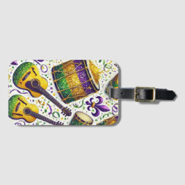 ETIQUETA DE BAGAGEM INSTRUMENTOS MUSICAIS DE GRAS MARDES DOURADOS VERD