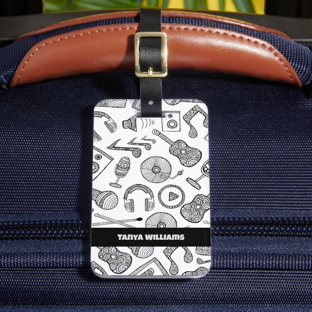 Etiqueta De Bagagem Instrumentos Musicais Personalizados Acessórios Mu (Frente Insitu 2)