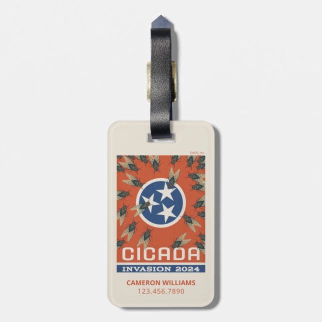 Etiqueta De Bagagem Invasão do Tennessee Flag Cicada (Traseira Vertical)