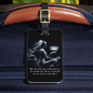 Etiqueta De Bagagem Ioga Instrutor Lotus Meditação Pose Brilhante