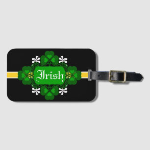 Etiqueta De Bagagem Irish National Shamrock White flower Name