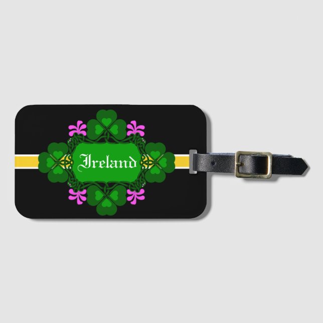 Etiqueta De Bagagem Irlanda National Shamrock pink flower name (Frente Horizontal)