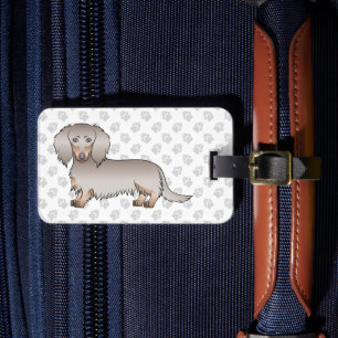 Etiqueta De Bagagem Isabella E Tan Long Hair Dachshund Cartoon Dog