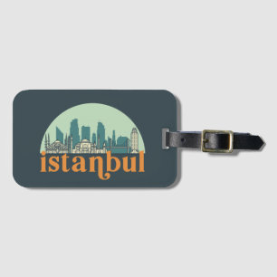 Etiqueta De Bagagem Istambul Turquia Vintage City Skyline Cityscape Ar
