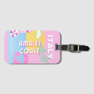 Etiqueta De Bagagem Itália Viagem art, Costa Amalfi, Papoila, Rosa