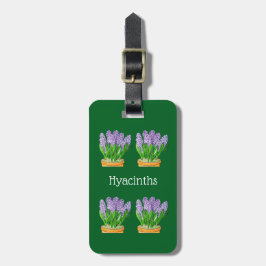 Etiqueta De Bagagem Jacintos Roxos em um Planter