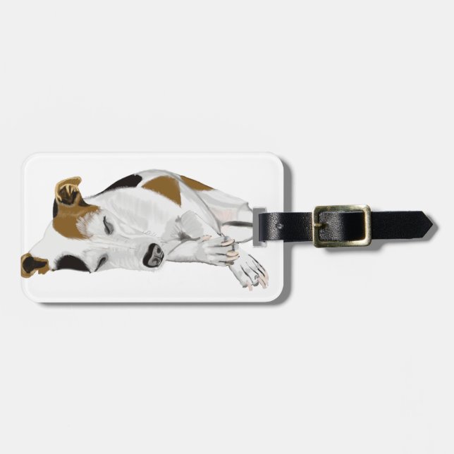 Etiqueta De Bagagem Jack Russell dormindo (Frente Horizontal)