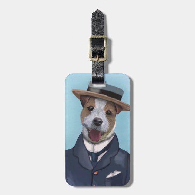 Etiqueta De Bagagem Jack Russell em Boater (Frente Vertical)