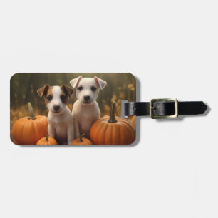 Etiqueta De Bagagem Jack Russell Puppy Autumn Delight Pumpkin