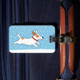 Etiqueta De Bagagem Jack Russell Terrier - cão feliz da neve do