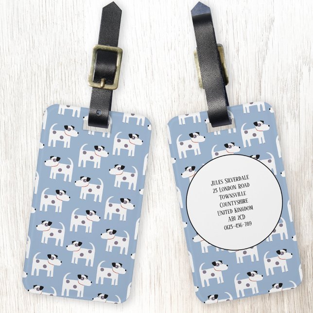 Etiqueta De Bagagem Jack Russell Terrier Dog Personalizado (Fun Parson Jack Russell Terrier dog pattern personalized luggage tag for dog lovers)