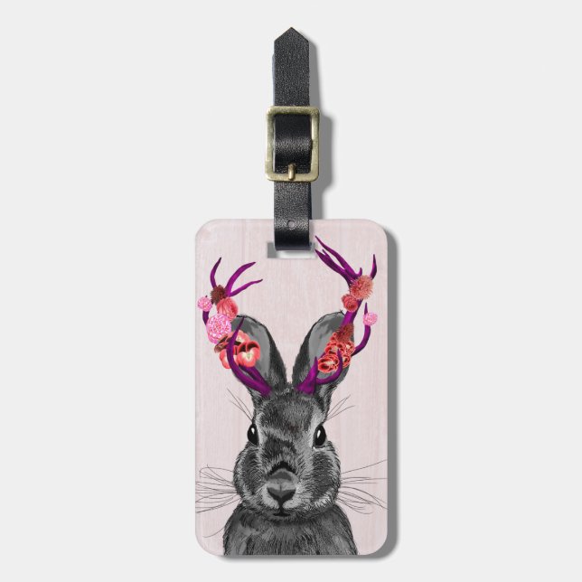 Etiqueta De Bagagem Jackalope com Antlers Rosa 2 (Frente Vertical)