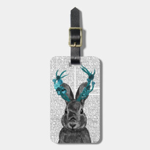 Etiqueta De Bagagem Jackalope com os Turquoise Antlers