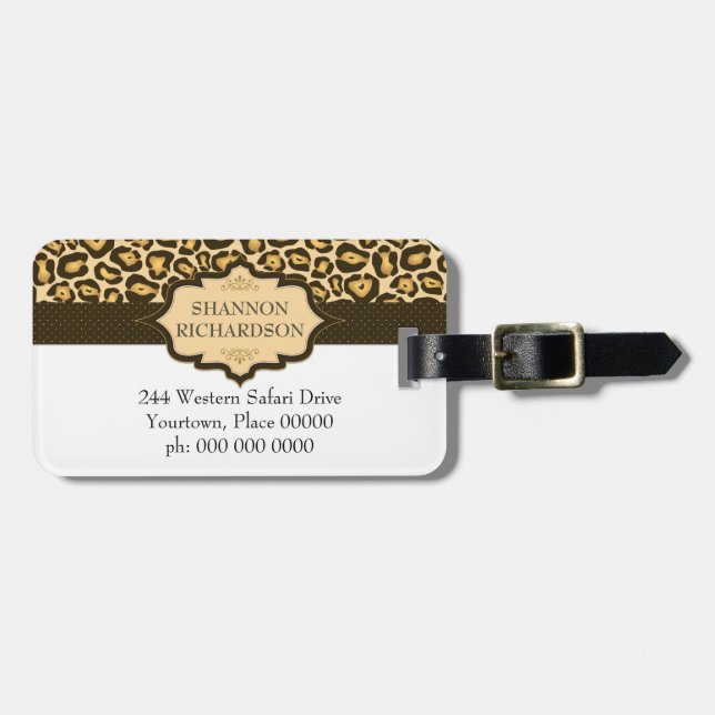 Etiqueta De Bagagem Jaguar Leopard Ribbon (Frente Horizontal)