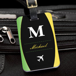 Etiqueta De Bagagem Jamaica Colors Green Dourado Caribe Name Monograma
